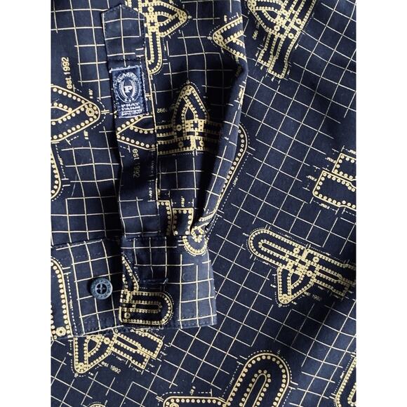 Vintage ‘90s Phat Farm OG Classic Navy/Maize Button Down Shirt Adult Size XXL - Picture 5 of 7